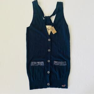 Hollister | Knit Tunic Button Racer Back Vest Sequins NWT S